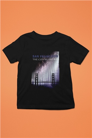 Golden Gate Bridge Siyah Unisex Çocuk Tişört