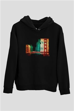 Golden Gate Bridge Siyah Unisex Hoodie