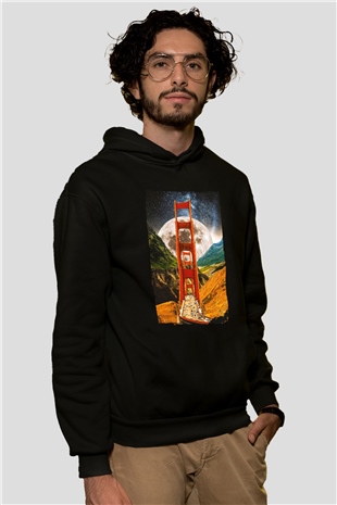 Golden Gate Bridge Siyah Unisex Hoodie