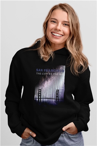 Golden Gate Bridge Siyah Unisex Hoodie