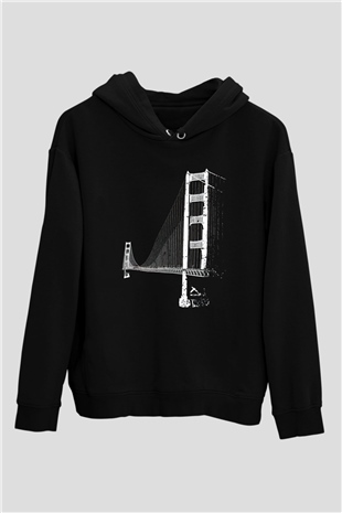 Golden Gate Bridge Siyah Unisex Hoodie