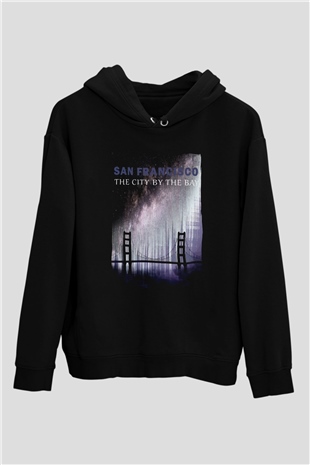 Golden Gate Bridge Siyah Unisex Hoodie
