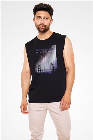 Golden Gate Bridge Siyah Unisex Kolsuz Tişört
