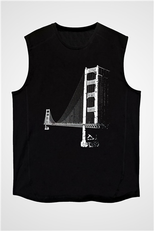 Golden Gate Bridge Siyah Unisex Kolsuz Tişört
