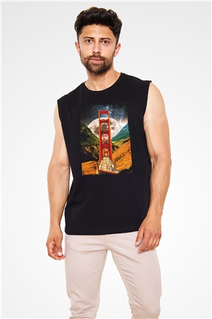 Golden Gate Bridge Siyah Unisex Kolsuz Tişört
