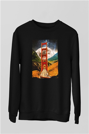 Golden Gate Bridge Siyah Unisex Sweatshirt