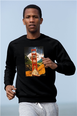 Golden Gate Bridge Siyah Unisex Sweatshirt