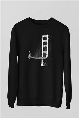 Golden Gate Bridge Siyah Unisex Sweatshirt