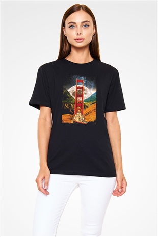 Golden Gate Bridge Siyah Unisex Tişört T-Shirt - TişörtFabrikası