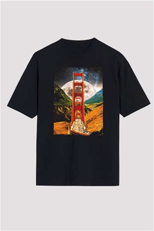 Golden Gate Bridge Siyah Oversize Tişört Oversize T-shirt - TişörtFabrikası