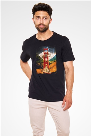 Golden Gate Bridge Siyah Unisex Tişört T-Shirt - TişörtFabrikası