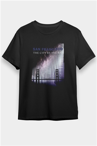 Golden Gate Bridge Siyah Unisex Tişört T-Shirt - TişörtFabrikası