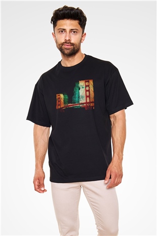 Golden Gate Bridge Siyah Oversize Tişört Oversize T-shirt - TişörtFabrikası