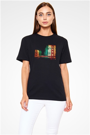 Golden Gate Bridge Siyah Unisex Tişört T-Shirt - TişörtFabrikası
