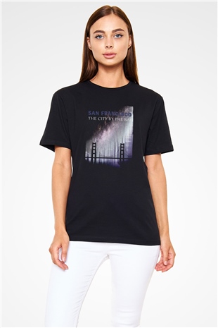 Golden Gate Bridge Siyah Unisex Tişört T-Shirt - TişörtFabrikası