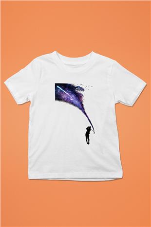 Golf Baskılı Unisex Beyaz Çocuk Tişört - Tshirt