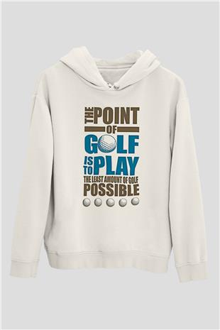 Golf Baskılı Unisex Ekru Hoodie