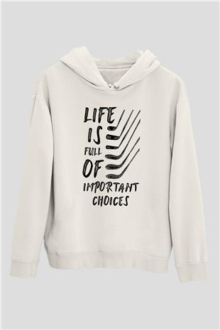 Golf Baskılı Unisex Ekru Hoodie