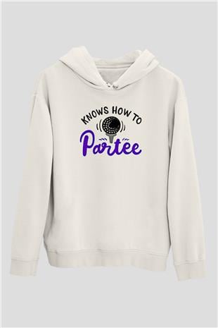 Golf Baskılı Unisex Ekru Hoodie