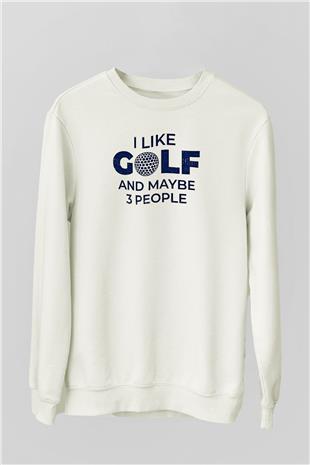Golf Baskılı Unisex Ekru Sweatshirt