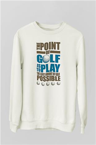 Golf Baskılı Unisex Ekru Sweatshirt