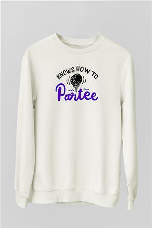 Golf Baskılı Unisex Ekru Sweatshirt