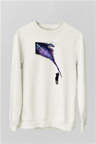 Golf Baskılı Unisex Ekru Sweatshirt
