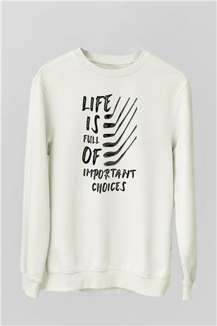 Golf Baskılı Unisex Ekru Sweatshirt