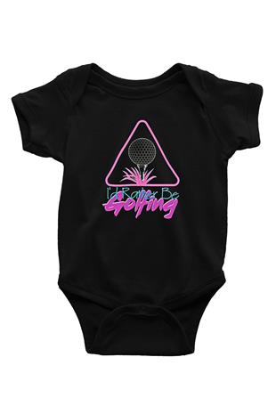 Golf Baskılı Unisex Siyah Bebek Body - Zıbın
