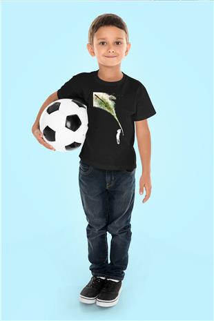 Golf Baskılı Unisex Siyah Çocuk Tİşörtü - Tshirt