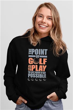 Golf Baskılı Unisex Siyah Hoodie