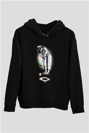 Golf Oynayan AstronotSiyah  Unisex Hoodie