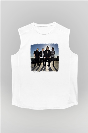 Good Charlotte Baskılı Unisex Beyaz Kolsuz Tişört