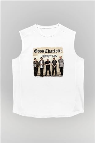 Good Charlotte Baskılı Unisex Beyaz Kolsuz Tişört