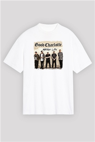 Good Charlotte Baskılı Unisex Beyaz Oversize Tişört