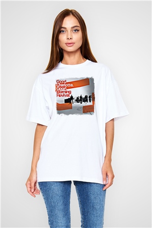 Good Charlotte Baskılı Unisex Beyaz Oversize Tişört