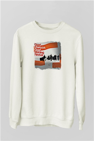 Good Charlotte Baskılı Unisex Beyaz Sweatshirt