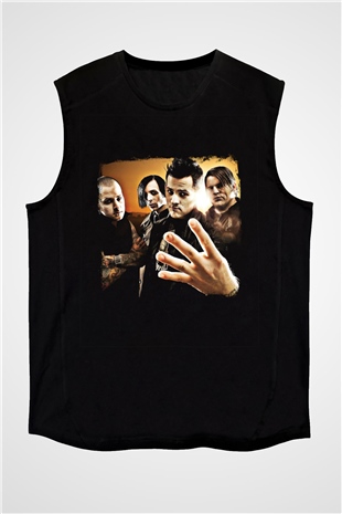 Good Charlotte Baskılı Unisex Siyah Kolsuz Tişört