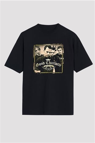 Good Charlotte Baskılı Unisex Siyah Oversize Tişört