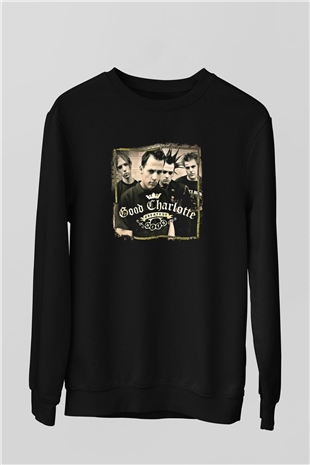 Good Charlotte Baskılı Unisex Siyah Sweatshirt