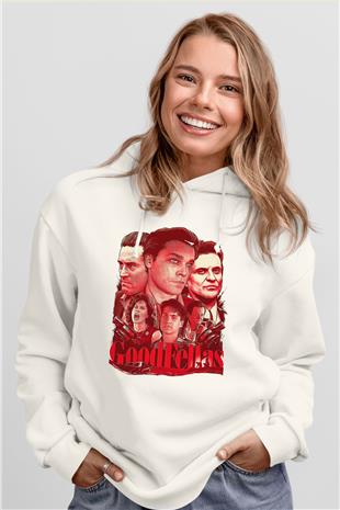 Goodfellas Baskılı Beyaz Unisex Hoodie