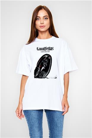 Goodfellas Baskılı Beyaz Unisex Oversize Tişört - Tshirt