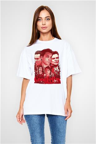 Goodfellas Baskılı Beyaz Unisex Oversize Tişört - Tshirt