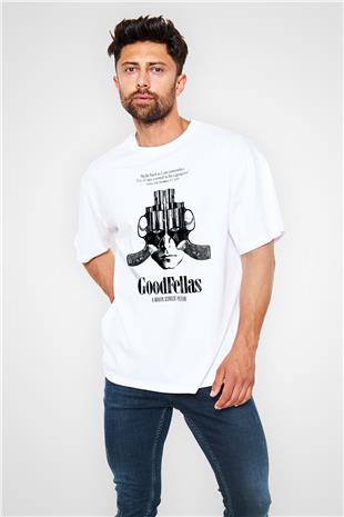 Goodfellas Baskılı Beyaz Unisex Oversize Tişört - Tshirt