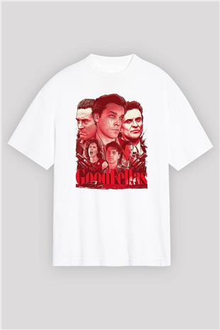 Goodfellas Baskılı Beyaz Unisex Oversize Tişört - Tshirt