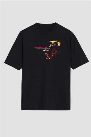 Goodfellas Baskılı Unisex Siyah Oversize Tişört - Tshirt