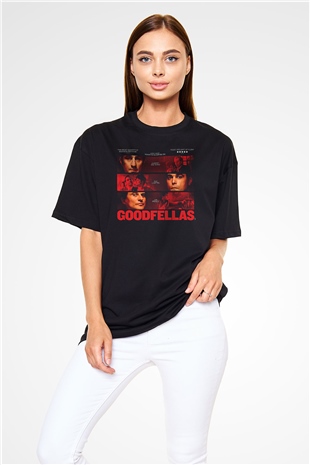 Goodfellas Baskılı Unisex Siyah Oversize Tişört - Tshirt
