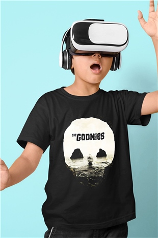 Goonies Baskılı Siyah Unisex Çocuk Tişört