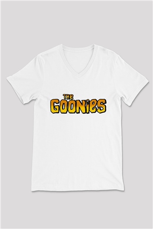 Goonies Beyaz Unisex  V Yaka Tişört