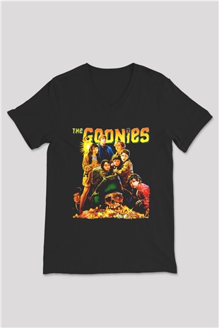 Goonies Siyah Unisex  V Yaka Tişört